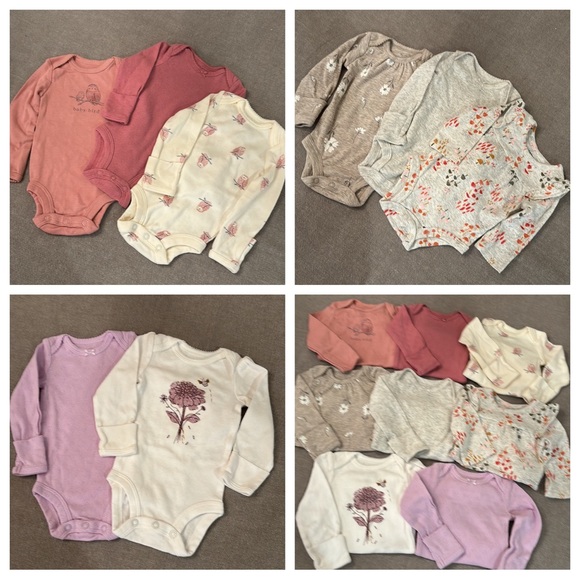 EUC! 💟 BABY GIRL’S LONG SLEEVE NEWBORN ONESIE BUNDLE - Picture 1 of 8